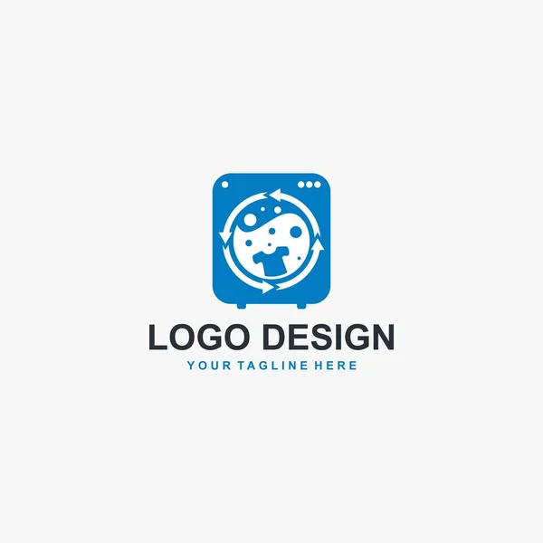 Lavanderia Logotipo Design Ícone Vetor Máquina Lavanderia Ilustração Conceito Design — Vetor de Stock