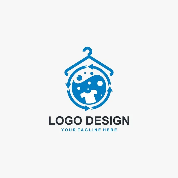 ランドリーロゴデザインアイコンベクトル 洗濯機のコンセプトイラスト バブルアイコンデザイン ロゴデザイン要素 — ストックベクタ