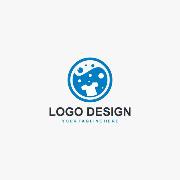 Вектор Логотипа Прачечной Иллюстрация Концепции Машинного Лаунди Дизайн Значка Пузыря — стоковый вектор