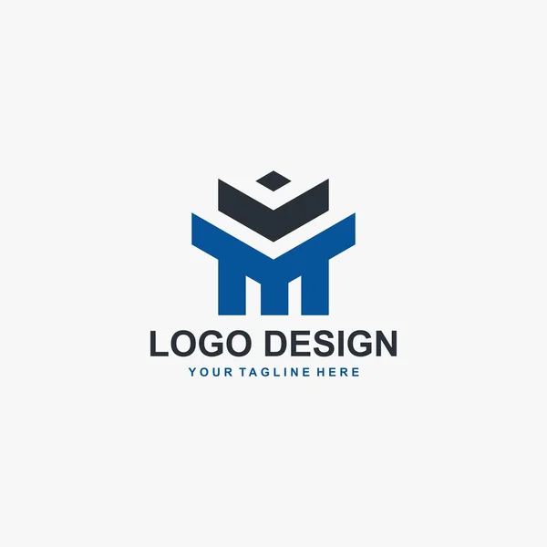M harfi logo tasarımı, M işareti şablonu, M metni tasarım vektörü. Bir şirket için soyut metin logosu tasarımı kavramı.