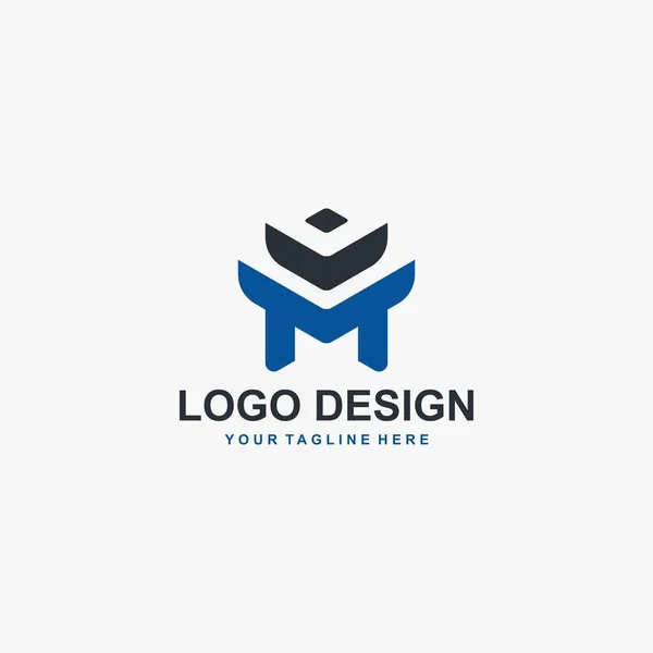 Mのロゴデザイン Mのサインテンプレート Mのテキストイラストデザインベクトル 企業のための概要テキストロゴデザインコンセプト — ストックベクタ