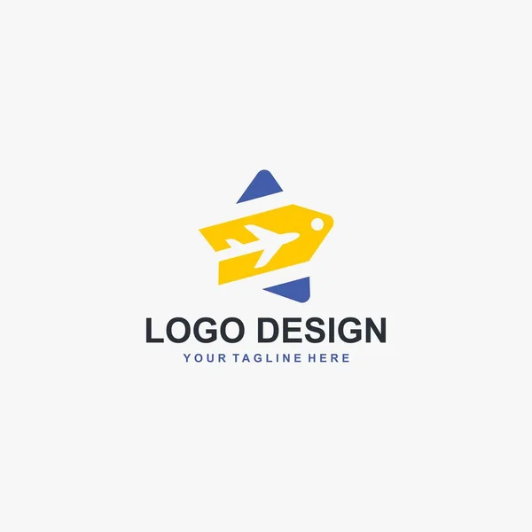 Seyahat Logosu Tasarım Vektörü Uçak Simgesi Çizimi Tatil Logo Şirketi — Stok Vektör