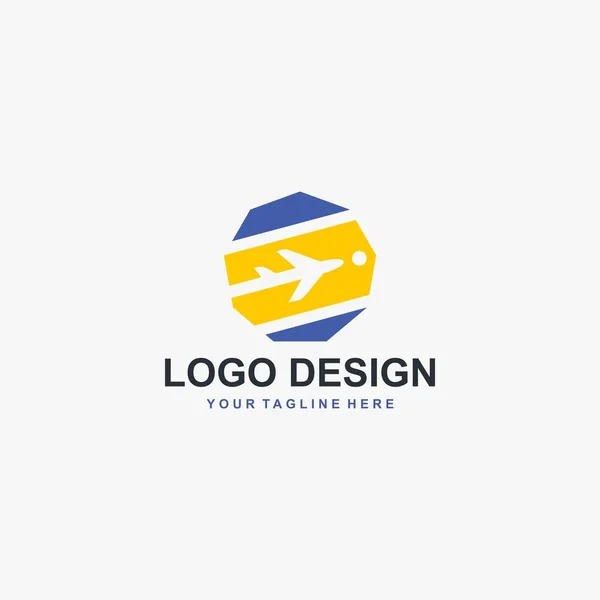 Vetor Design Modelo Logotipo Viagem Ilustração Ícone Avião Empresa Agência — Vetor de Stock