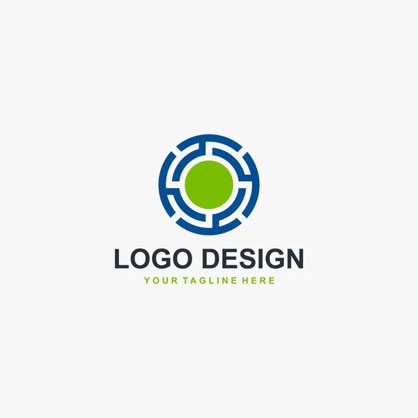 Conception Icône Élément Logo Technologie Cercle Dessin Abstrait Illustration Labyrinthe — Image vectorielle