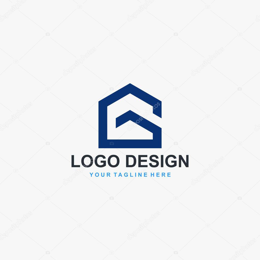 Letter G and real estate company logo design. Property management illustration logo - Vector.