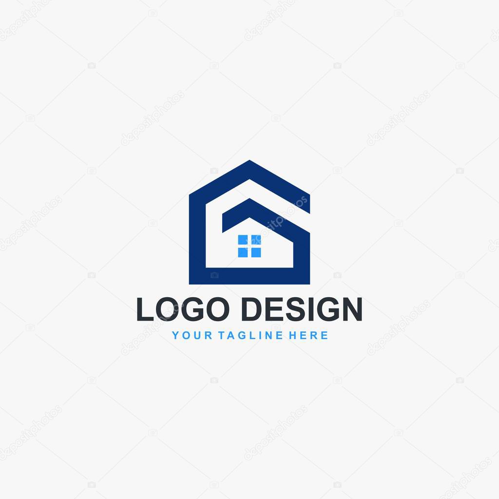 Letter G and real estate company logo design. Property management illustration logo - Vector.