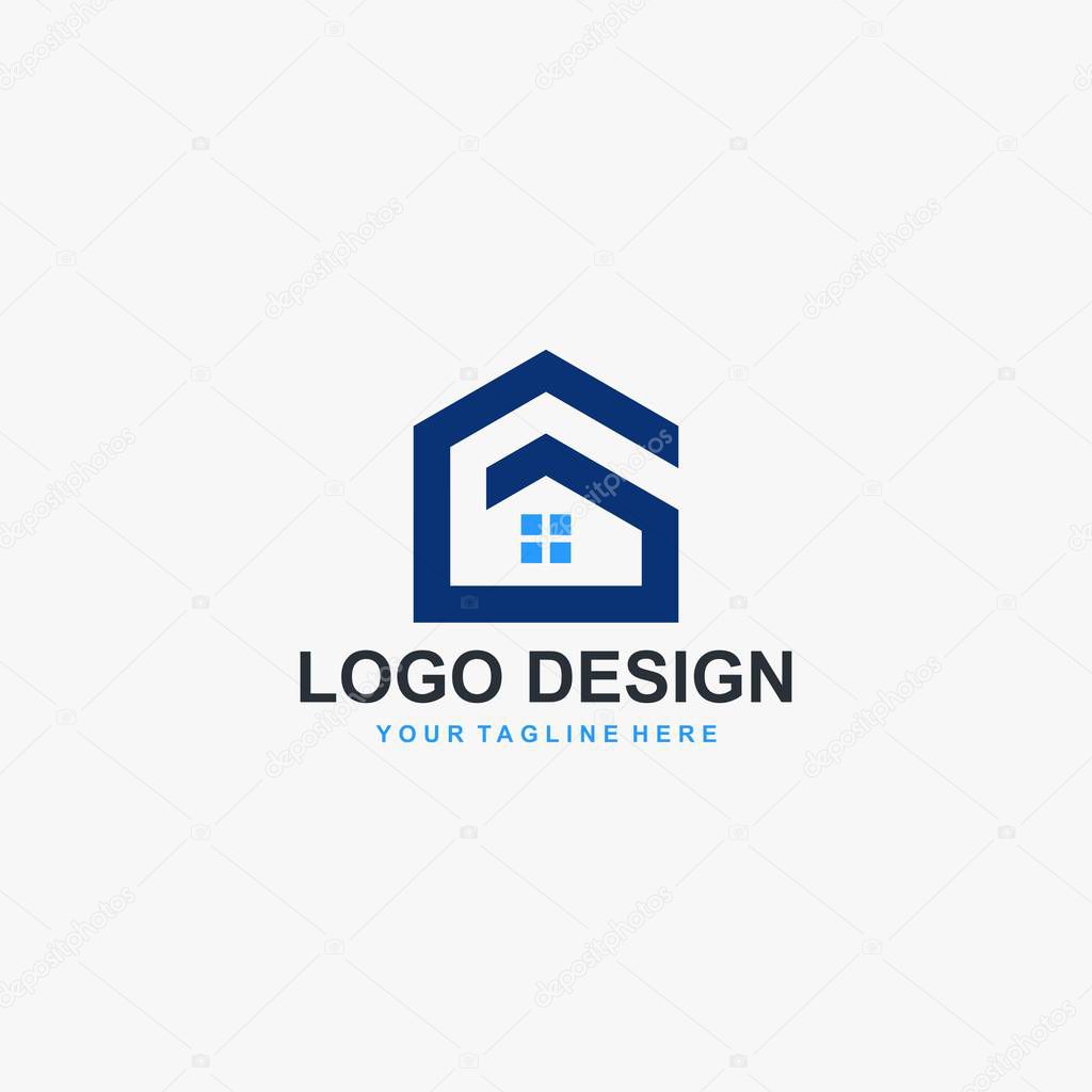 Letter G and real estate company logo design. Property management illustration logo - Vector.
