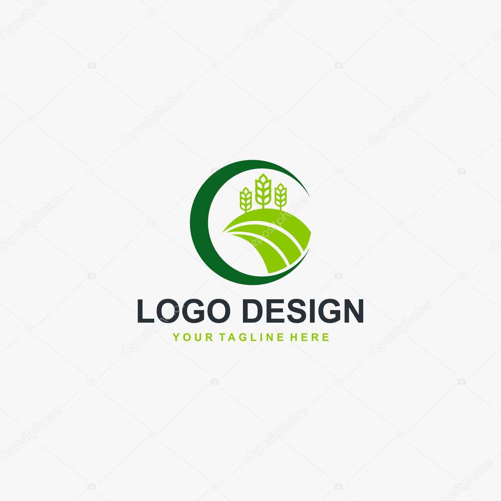 Grain natural plant logo design. Bakery logo design vector.