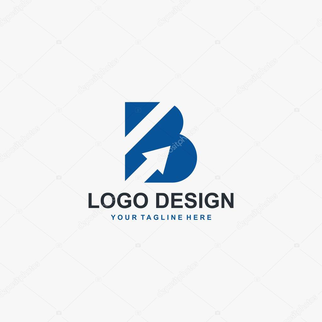 Letter B and arrow logo design vector. Abstract logo design. Type logo for business.