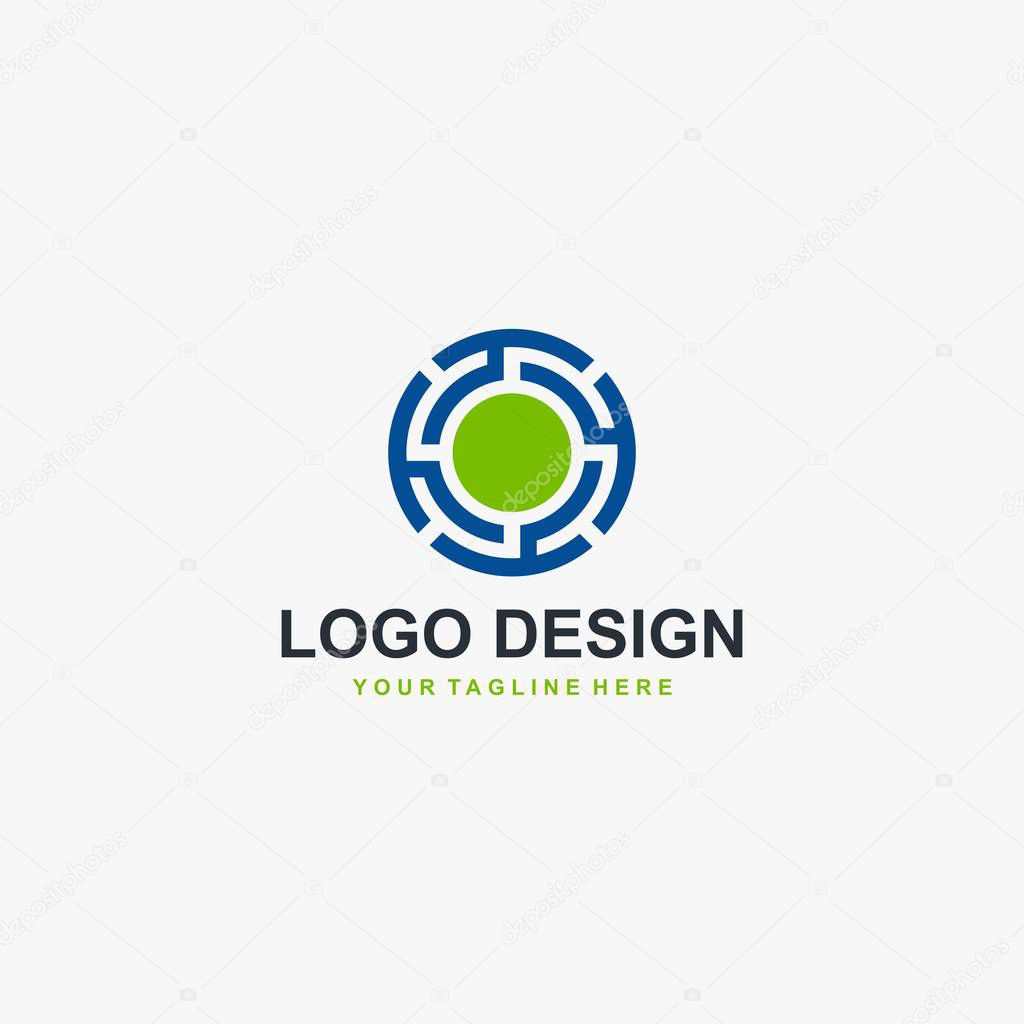 Circle technology logo element icon design, abstract labyrinth illustration design. Tech logo for business company.