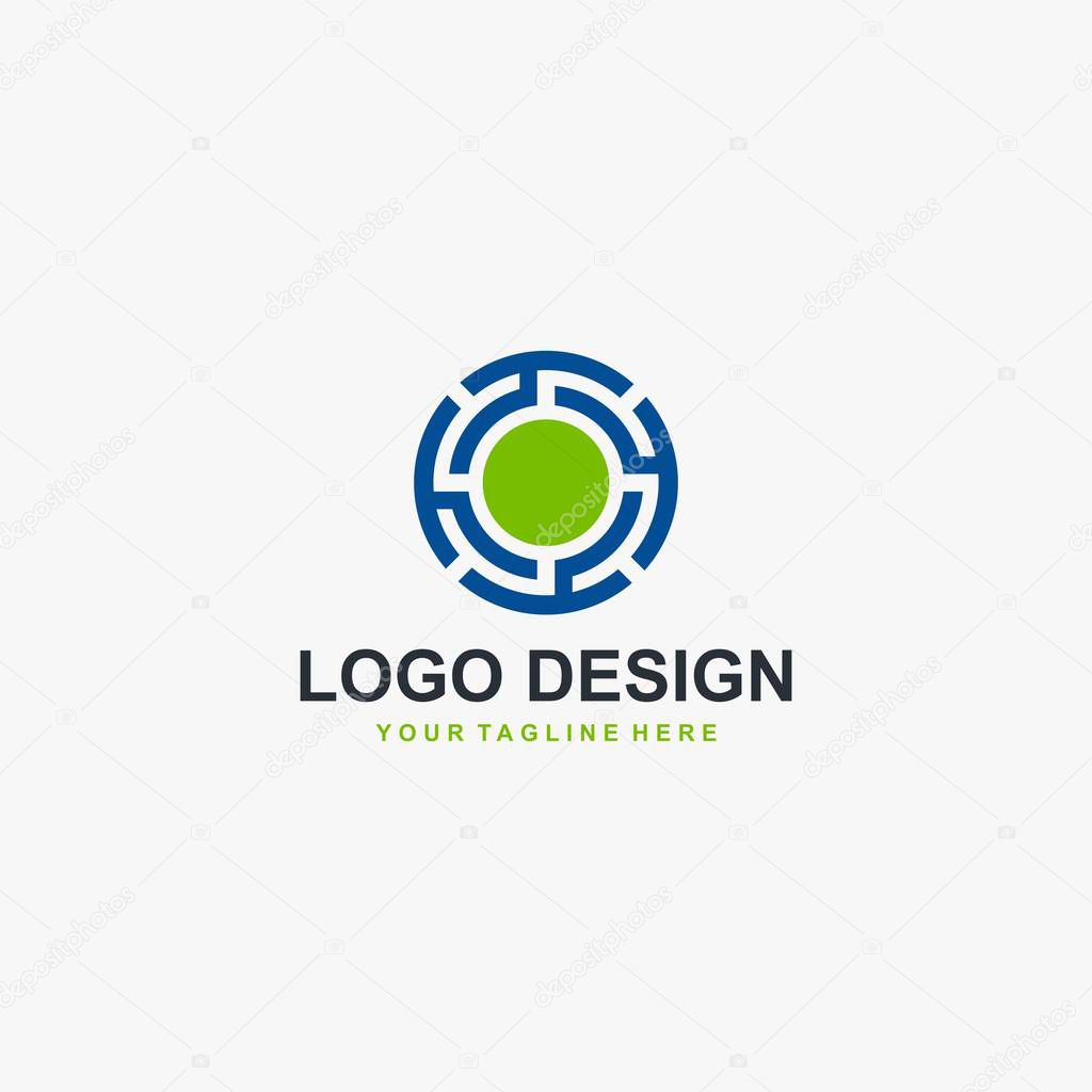 Circle technology logo element icon design, abstract labyrinth illustration design. Tech logo for business company.