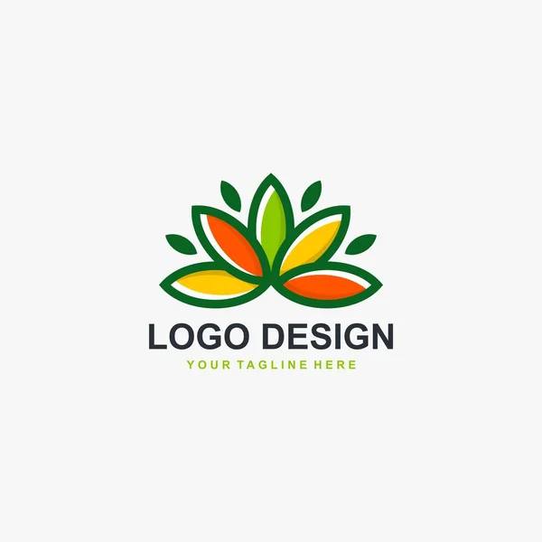 Logo tasarım vektörünü hasat et. Bir tarım şirketi için yaprak dairesi soyut tasarımı.