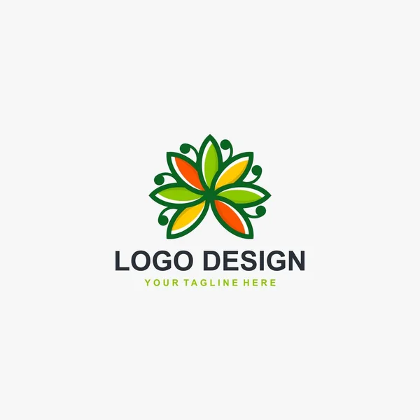Vettore Progettazione Del Logo Raccolta Foglia Cerchio Disegno Astratto Azienda — Vettoriale Stock