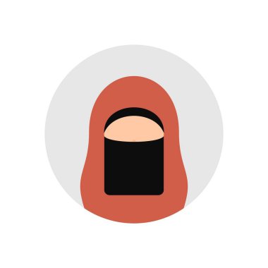 Müslüman kız Arap avatar vektör illüstrasyonu.