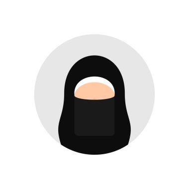 Müslüman kız Arap avatar vektör illüstrasyonu.