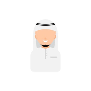 Müslüman adam Arap gülüşü whit cap avatar vektör illüstrasyonu.