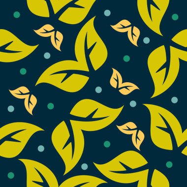 Kusursuz yaprak desenli vektör. Tam renkli tasarım illüstrasyonu.