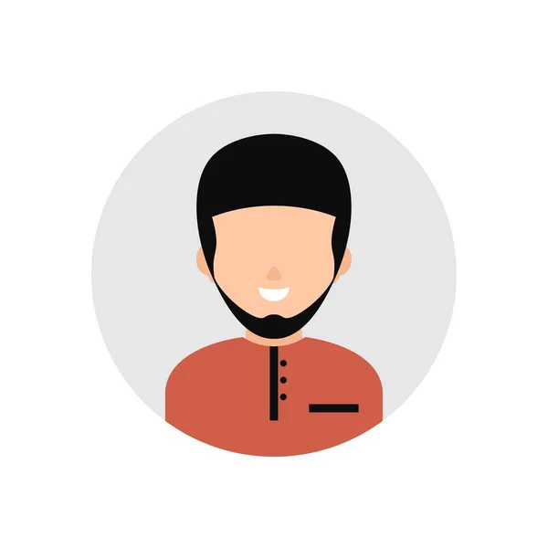 Muselman Arabiska Leende Whit Cap Avatar Vektor Illustration — Stock vektor