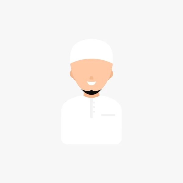 Moslim Man Arabische Glimlach Whit Cap Avatar Vector Illustratie — Stockvector