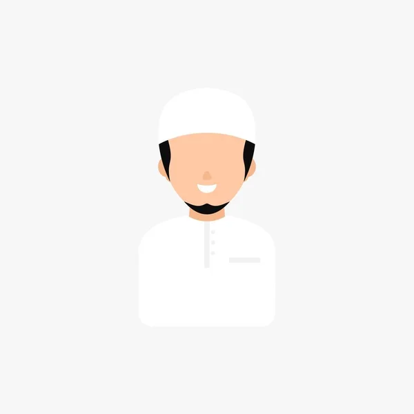 Moslim Man Arabische Glimlach Whit Cap Avatar Vector Illustratie — Stockvector