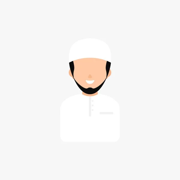 Muslim Mann Arabisches Lächeln Whit Cap Avatar Vektor Illustration — Stockvektor