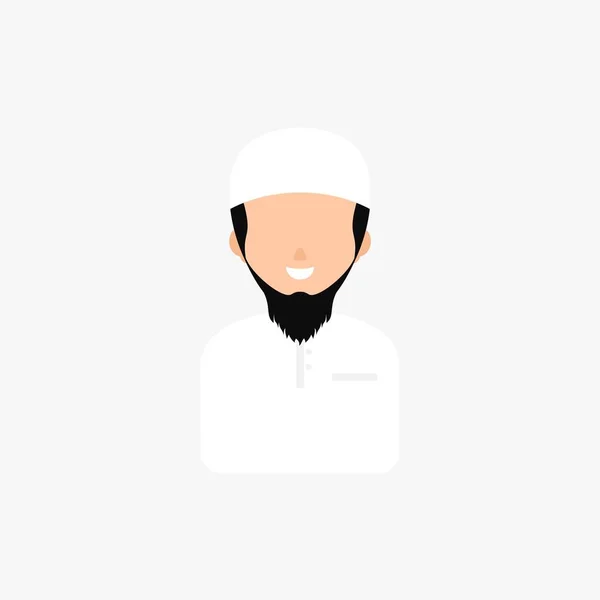 Muslim Pria Arab Tersenyum Whit Cap Avatar Vektor Ilustrasi - Stok Vektor