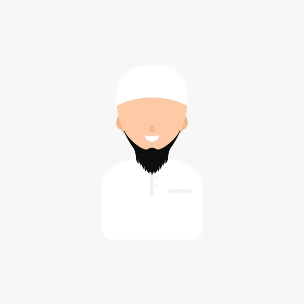 Moslim Man Arabische Glimlach Whit Cap Avatar Vector Illustratie — Stockvector