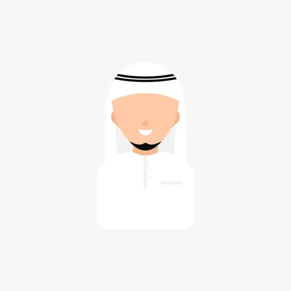 Hombre Musulmán Sonrisa Árabe Whit Cap Avatar Vector Ilustración — Vector de stock