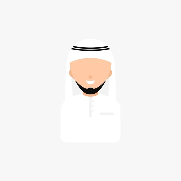Muzułmanin Człowiek Arabski Uśmiech Whit Cap Wektor Awatara Ilustracja — Wektor stockowy