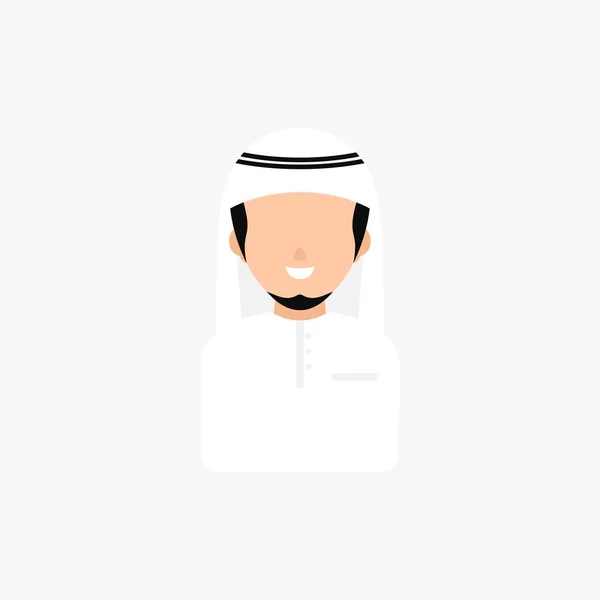 Hombre Musulmán Sonrisa Árabe Whit Cap Avatar Vector Ilustración — Vector de stock