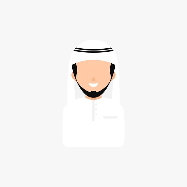 Muselman Arabiska Leende Whit Cap Avatar Vektor Illustration — Stock vektor
