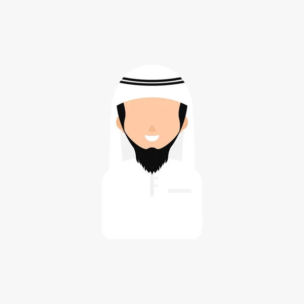 Hombre Musulmán Sonrisa Árabe Whit Cap Avatar Vector Ilustración — Vector de stock