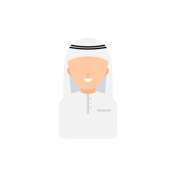 Hombre Musulmán Sonrisa Árabe Whit Cap Avatar Vector Ilustración — Vector de stock