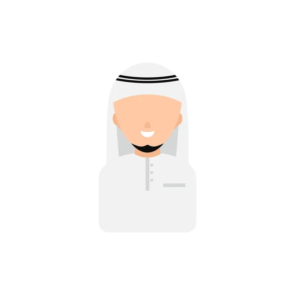イスラム教徒の男アラビア語の笑顔ホワイトキャップアバターベクトルイラスト — ストックベクタ