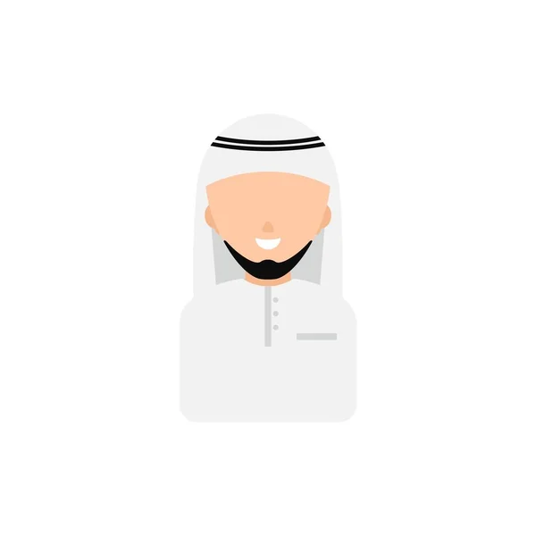 穆斯林阿拉伯男子笑白帽阿凡达矢量图解 — 图库矢量图片