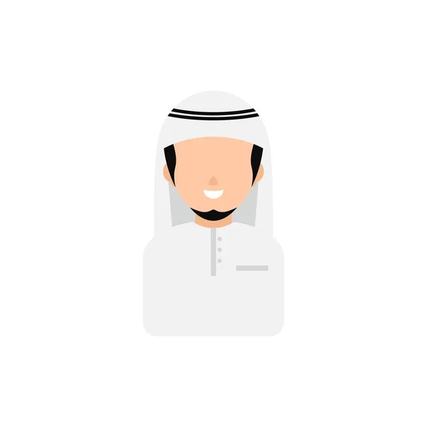 Muszlim Férfi Arab Mosoly Fehér Sapka Avatár Vektor Illusztráció — Stock Vector