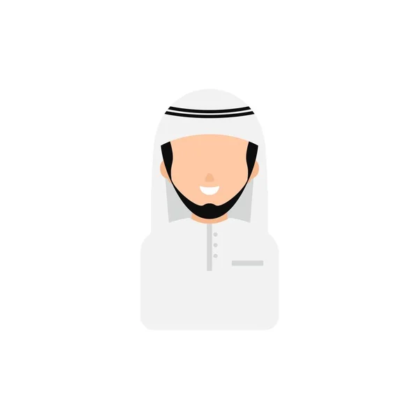 Hombre Musulmán Sonrisa Árabe Whit Cap Avatar Vector Ilustración — Vector de stock