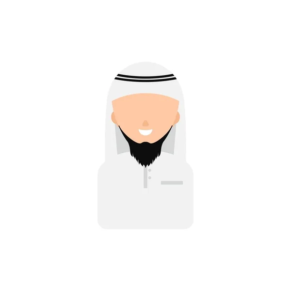 Muselman Arabiska Leende Whit Cap Avatar Vektor Illustration — Stock vektor