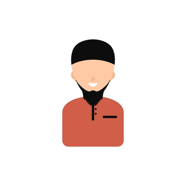 Homme Musulman Arabe Sourire Chapeau Chapeau Avatar Illustration Vectorielle — Image vectorielle