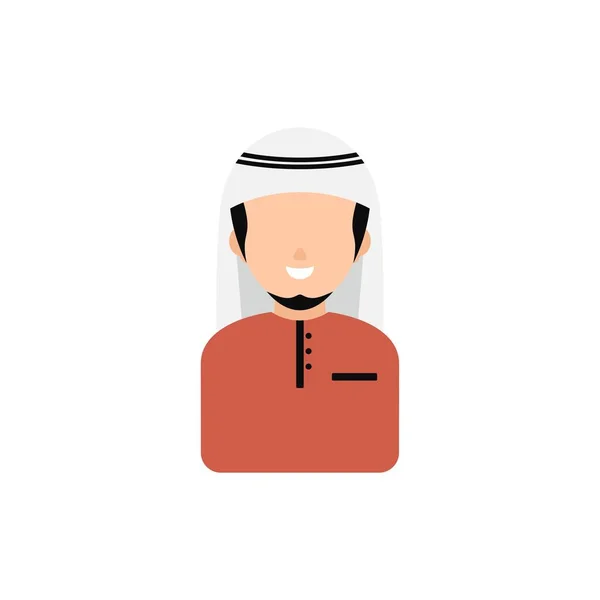 穆斯林阿拉伯男子笑白帽阿凡达矢量图解 — 图库矢量图片