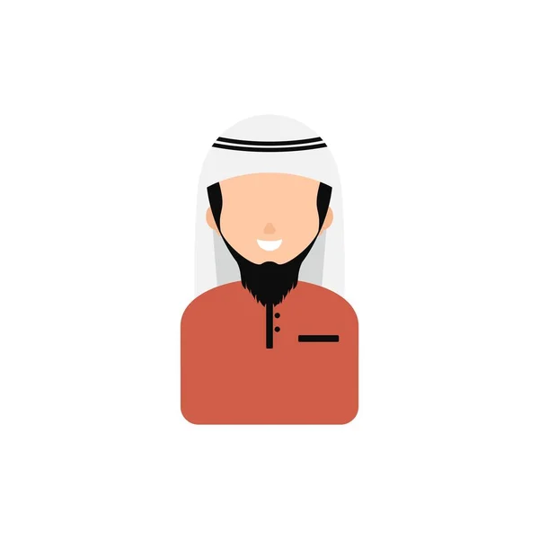 Muslim Muž Arabský Úsměv Whit Čepice Avatar Vektorové Ilustrace — Stockový vektor