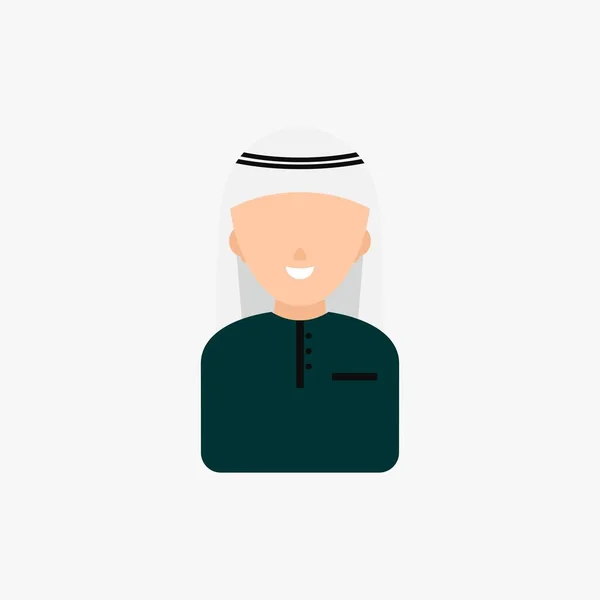 Homme Musulman Arabe Sourire Chapeau Chapeau Avatar Illustration Vectorielle — Image vectorielle