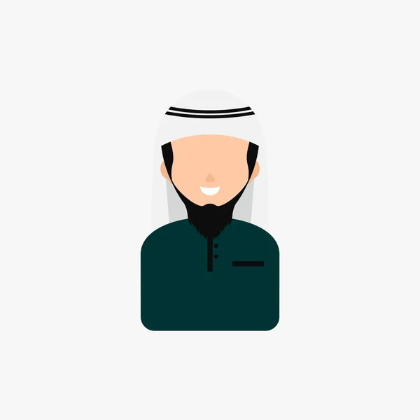 Hombre Musulmán Sonrisa Árabe Whit Cap Avatar Vector Ilustración — Archivo Imágenes Vectoriales