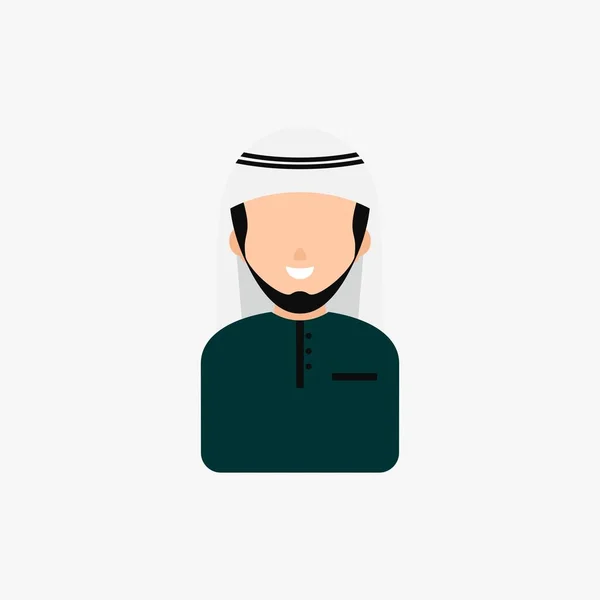 Muslim Muž Arabský Úsměv Whit Čepice Avatar Vektorové Ilustrace — Stockový vektor
