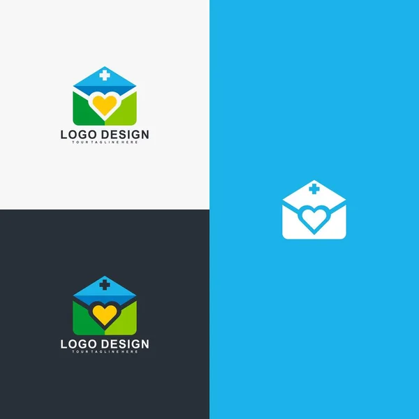 Enveloppe Aime Vecteur Conception Logo Sain — Image vectorielle