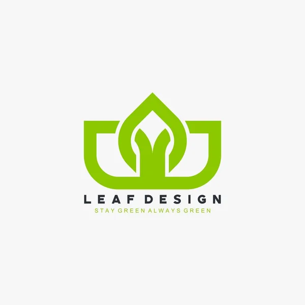 木の葉の緑のロゴデザインベクトル — ストックベクタ