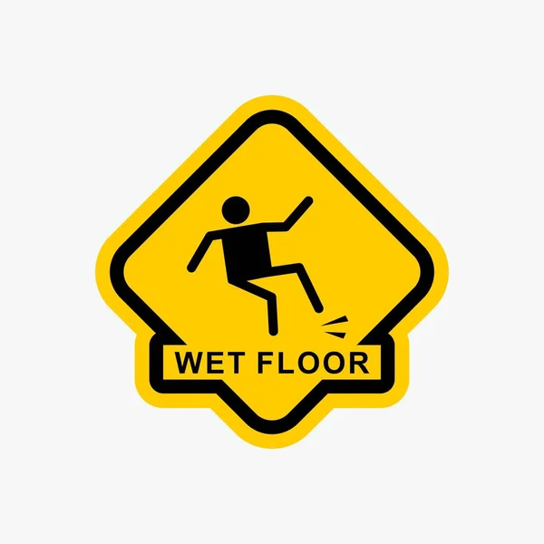 Wet Floor Sign Warning Icon Design Vector — Stock Vector