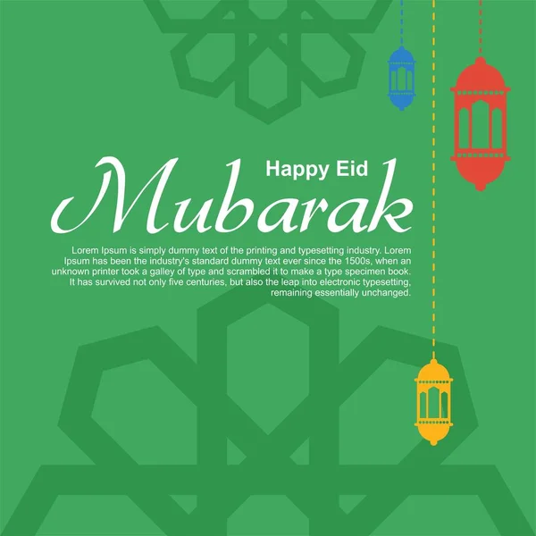 Happy Eid Mubarak Islamic Card Greeting Vector Design — Stock Vector