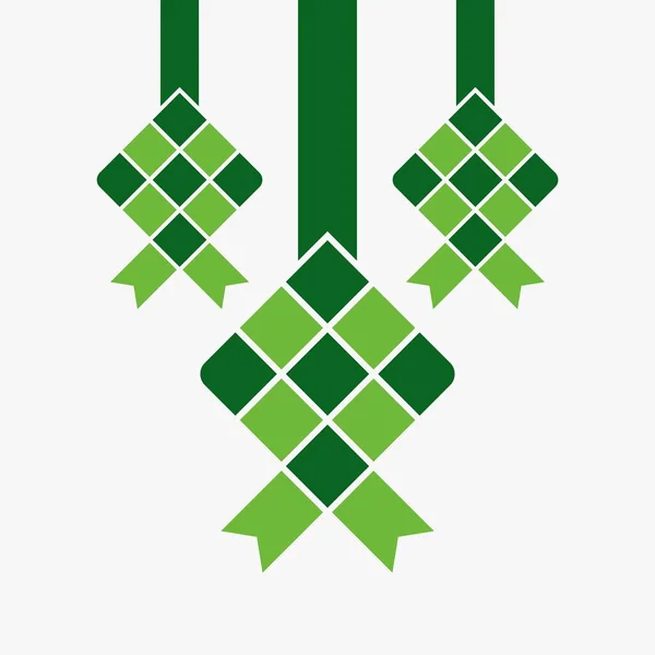 Ketupat Asiatique Riz Traditionnel Vecteur Alimentaire Icône Verte — Image vectorielle