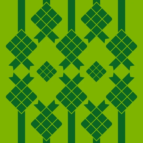 Ketupat Asiático Tradicional Arroz Alimento Vector Verde Plantilla — Archivo Imágenes Vectoriales